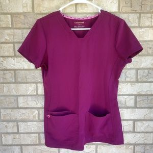 Heart Soul Wine Colored Scrub Top Size Small